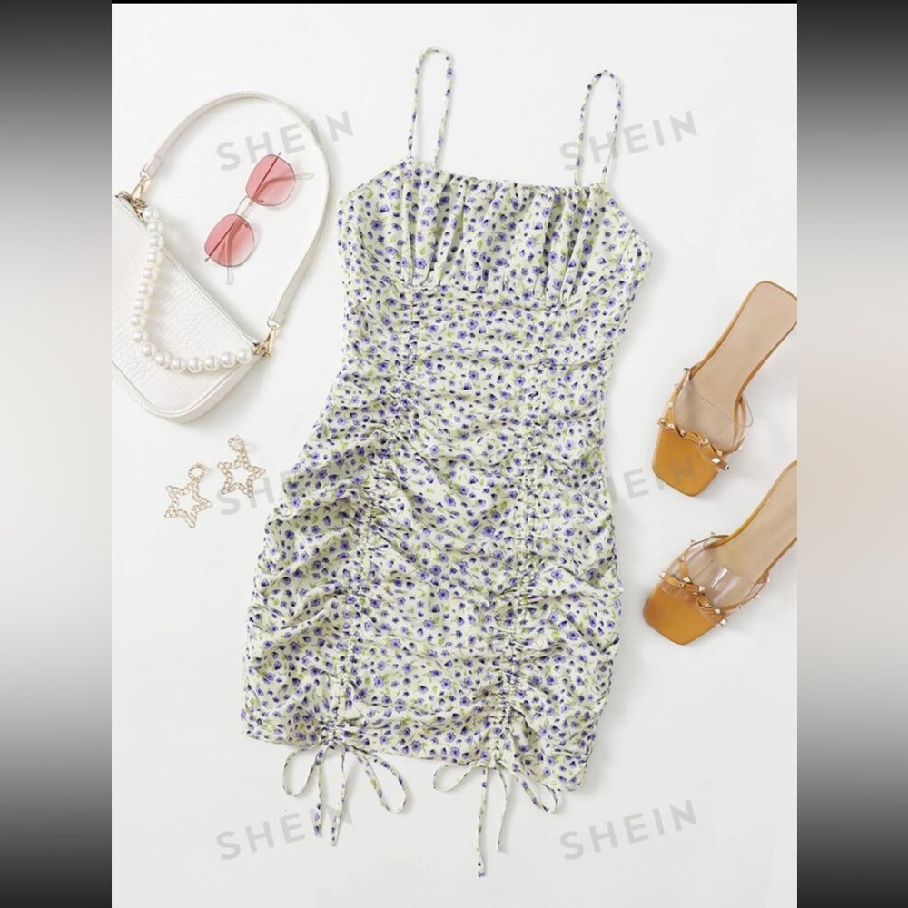 SHEIN Floral Ruched Dress